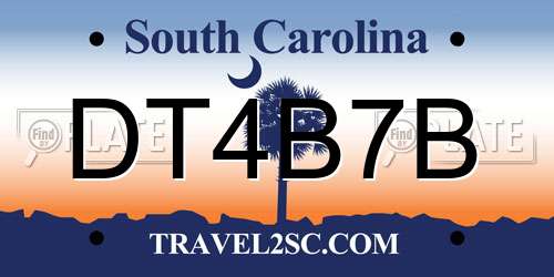 DT4B7B South Carolina License Plate
