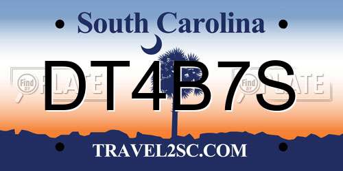 DT4B7S South Carolina License Plate