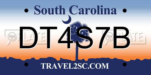 DT4S7B South Carolina License Plate