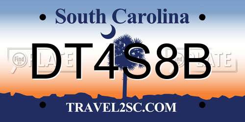 DT4S8B South Carolina License Plate