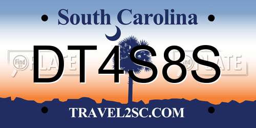 DT4S8S South Carolina License Plate
