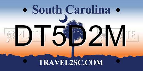 DT5D2M South Carolina License Plate