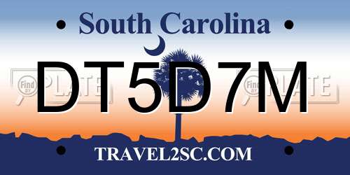 DT5D7M South Carolina License Plate