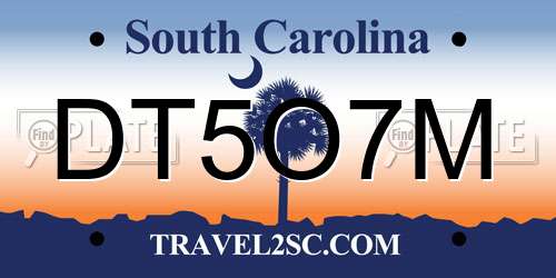 DT5O7M South Carolina License Plate