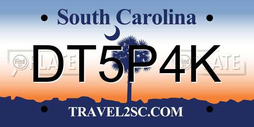 DT5P4K South Carolina License Plate