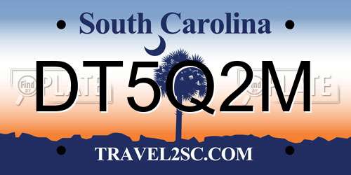 DT5Q2M South Carolina License Plate