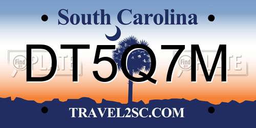 DT5Q7M South Carolina License Plate
