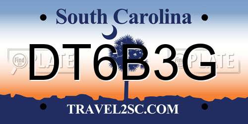 DT6B3G South Carolina License Plate