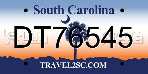 DT76545 South Carolina License Plate