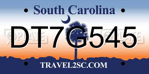 DT7G545 South Carolina License Plate