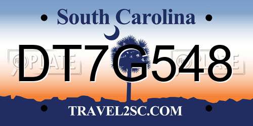 DT7G548 South Carolina License Plate