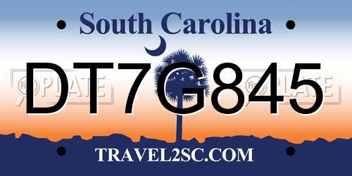 DT7G845 South Carolina License Plate