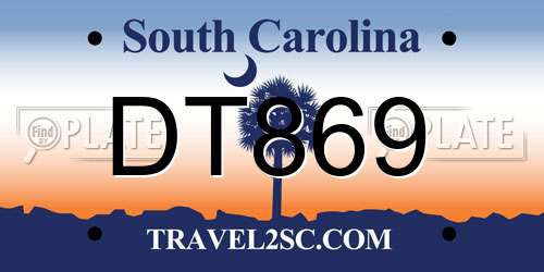 DT869 South Carolina License Plate