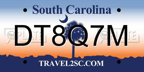 DT8Q7M South Carolina License Plate