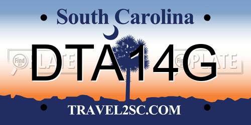 DTA14G South Carolina License Plate