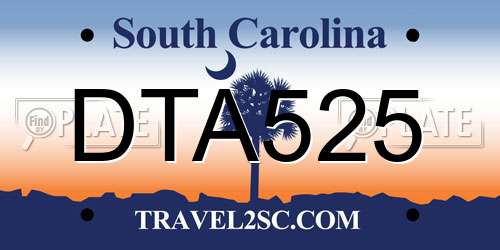 DTA525 South Carolina License Plate