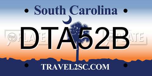 DTA52B South Carolina License Plate