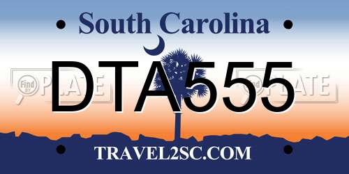 DTA555 South Carolina License Plate