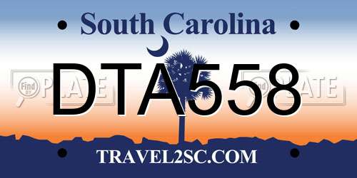 DTA558 South Carolina License Plate