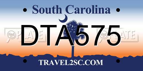 DTA575 South Carolina License Plate