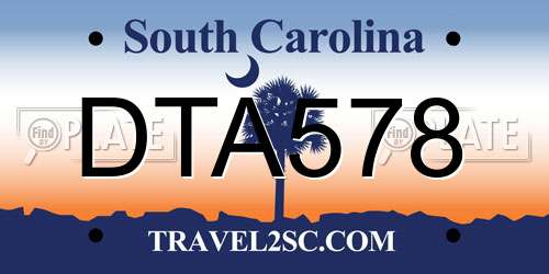 DTA578 South Carolina License Plate