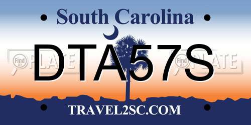DTA57S South Carolina License Plate