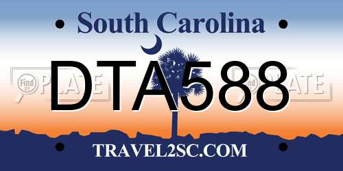 DTA588 South Carolina License Plate