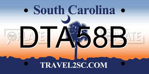 DTA58B South Carolina License Plate