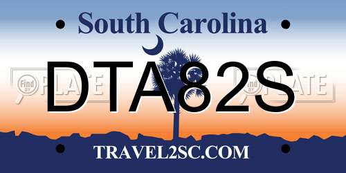 DTA82S South Carolina License Plate