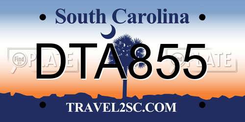 DTA855 South Carolina License Plate