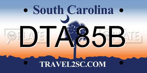 DTA85B South Carolina License Plate