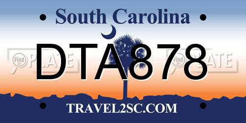 DTA878 South Carolina License Plate