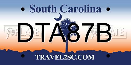 DTA87B South Carolina License Plate