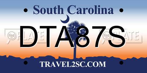 DTA87S South Carolina License Plate