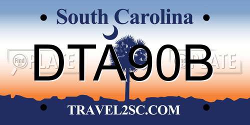 DTA90B South Carolina License Plate