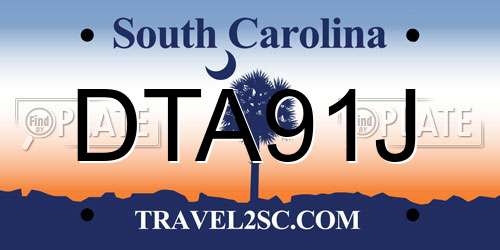 DTA91J South Carolina License Plate
