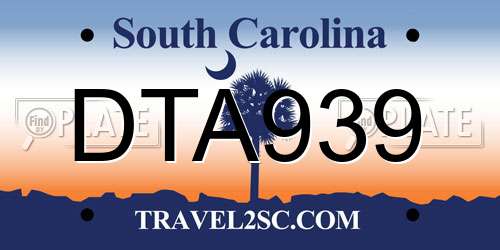 DTA939 South Carolina License Plate