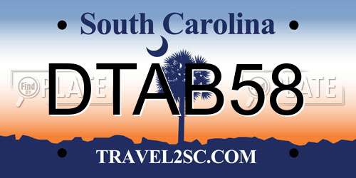DTAB58 South Carolina License Plate