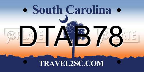 DTAB78 South Carolina License Plate
