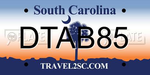 DTAB85 South Carolina License Plate