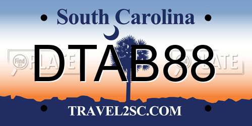 DTAB88 South Carolina License Plate