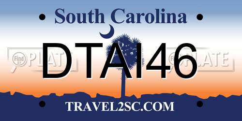 DTAI46 South Carolina License Plate