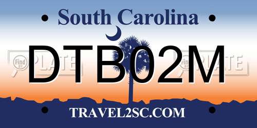 DTB02M South Carolina License Plate