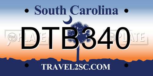 DTB340 South Carolina License Plate