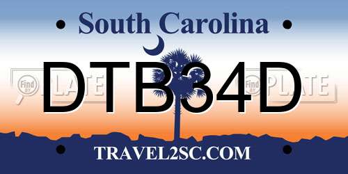 DTB34D South Carolina License Plate