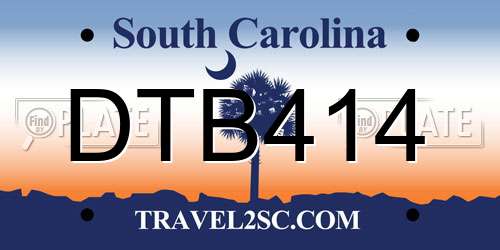 DTB414 South Carolina License Plate