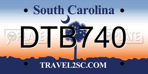 DTB740 South Carolina License Plate