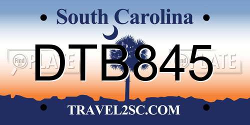 DTB845 South Carolina License Plate