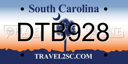 DTB928 South Carolina License Plate