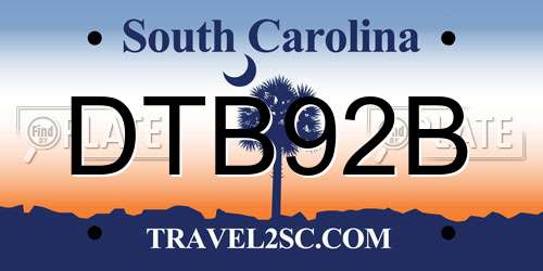 DTB92B South Carolina License Plate